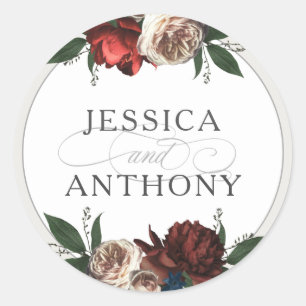 Sticker Rond Bouquets floraux de luxe Mariage élégant