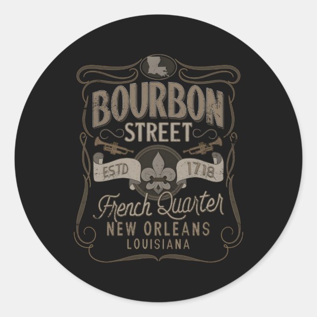 Sticker Rond Bourbon Street French Quer Nouvelle-Orléans (Devant)