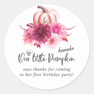 Sticker Rond Bourgogne et automne fuchsia anniversaire Citrouil