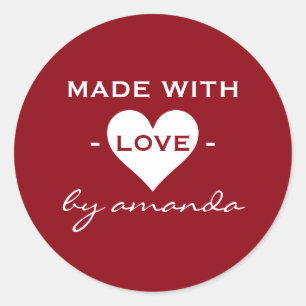 Sticker Rond Bourgogne et blanc - faits avec amour (couleur