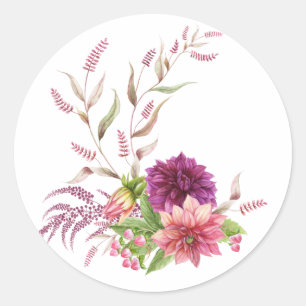 Sticker Rond Bourgogne - Floral de Marsala