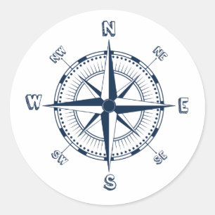 Sticker Rond Boussole bleue