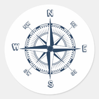 Sticker Rond Boussole bleue