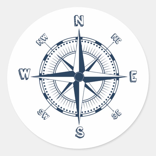 Sticker Rond Boussole bleue (Devant)