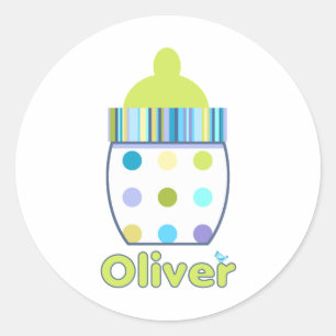 Sticker Rond Bouteille bébé Oliver personnalisé