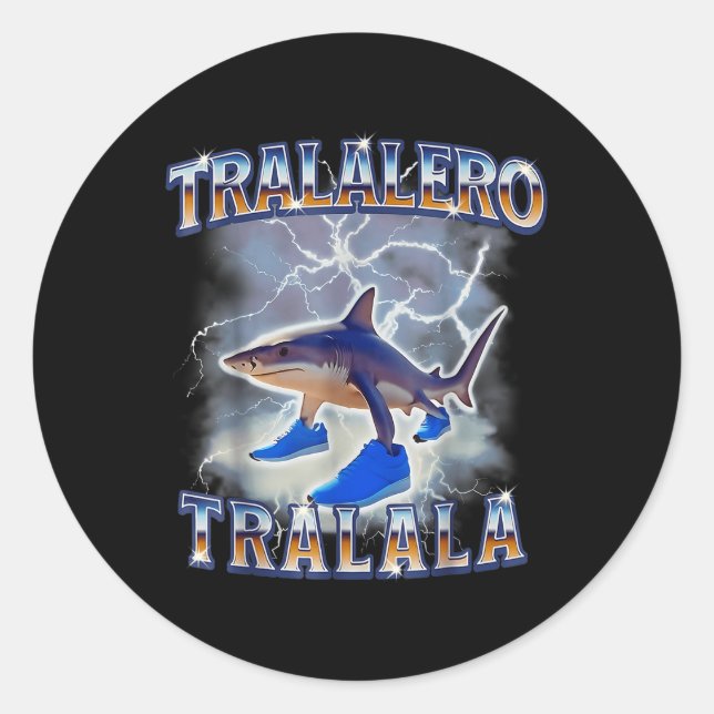 Sticker Rond Bouteille de mème de requin Tralalero Tralala (Devant)