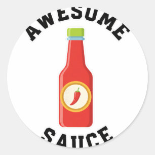 Sticker Rond Bouteille de Sauce Awesome au Poulet