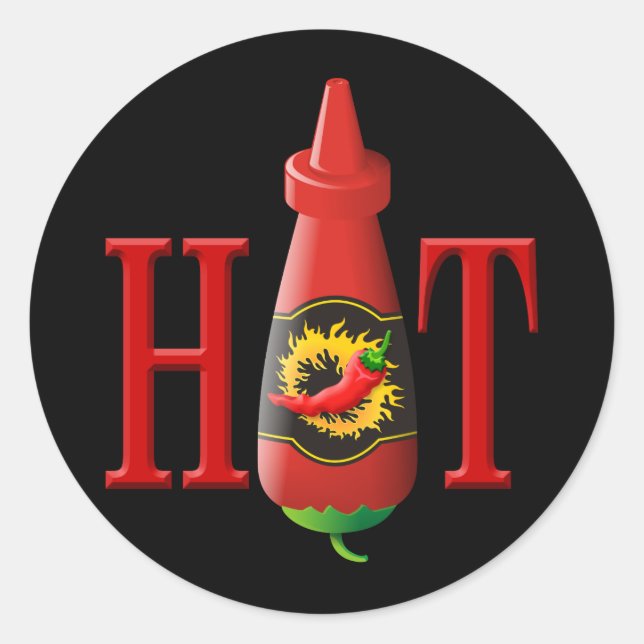 Sticker Rond Bouteille de sauce chaude (Devant)