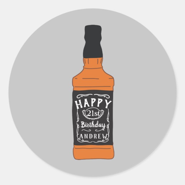 Sticker Rond Bouteille de Whisky Anniversaire 21 ans Amateurs d (Devant)