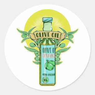 Sticker Rond Bouteille d'huile d'olive