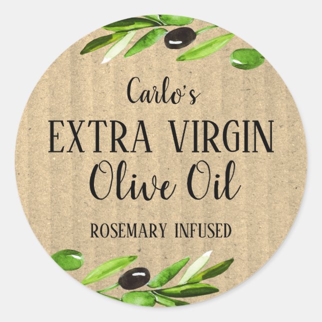Sticker Rond Bouteille d'huile d'olive extra vierge moderne Kra (Devant)