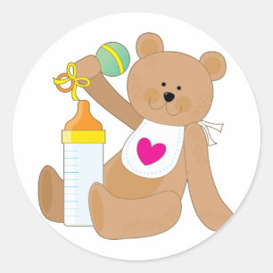 Sticker Rond Bouteille Et Bébé