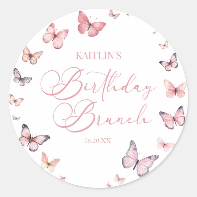 Sticker Rond Bouteille rose douce fête d'anniversaire Brunch (Devant)