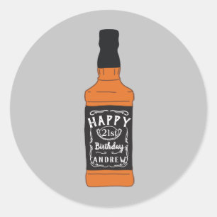 Sticker Rond Bouteille Whiskey 21e anniversaire Amateurs de Whi