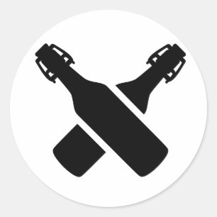 Sticker Rond Bouteilles à bière croisées