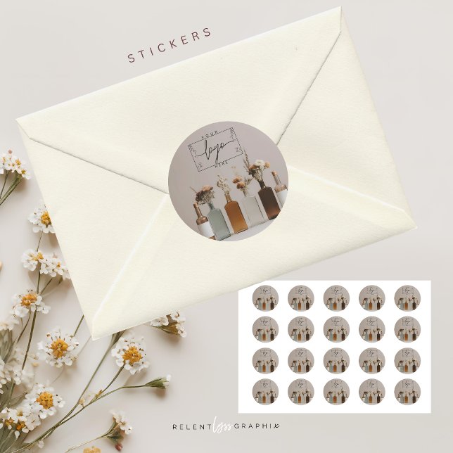 Sticker Rond Bouteilles Boho | Fleurs | Esthétique (Créateur téléchargé)