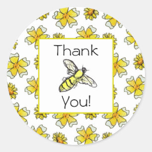 Sticker Rond Bouteilles d'abeille de miel Merci d'aquarelle