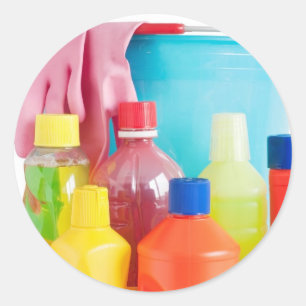 Sticker Rond bouteilles de détergent et seau
