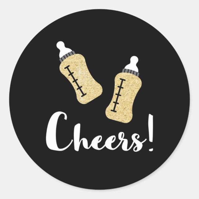 Sticker Rond Bouteilles de pompage Joyeux Nouvel An Faire-part  (Devant)