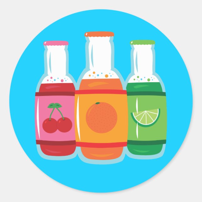 Sticker Rond Bouteilles Pop Soda (Devant)
