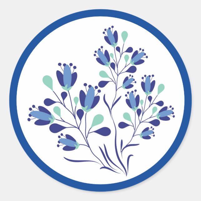 Sticker Rond boutique de fleurs florales bleues brassard rond (Devant)