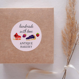Sticker Rond Boutique de gâteaux faits main avec amour