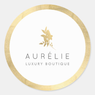 Sticker Rond Boutique De Luxe Simple Faux Gold Floral