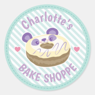 Sticker Rond Boutique de pâtisserie Purple Panda Donut