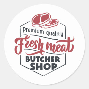 Sticker Rond Boutique de viande fraîche