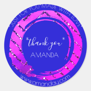 Sticker Rond Boutique Monogram Merci Web Boutique Rose Bleu