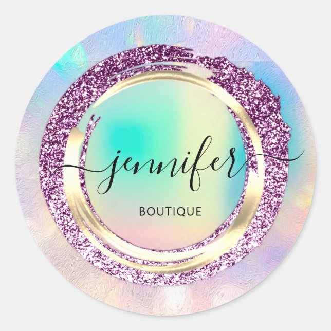 Sticker Rond Boutique Professionnelle Nom de la boutique Hologr (Devant)