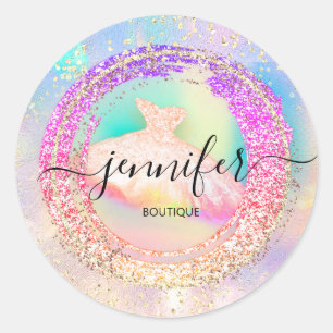 Sticker Rond Boutique professionnelle Parties scintillant Dres