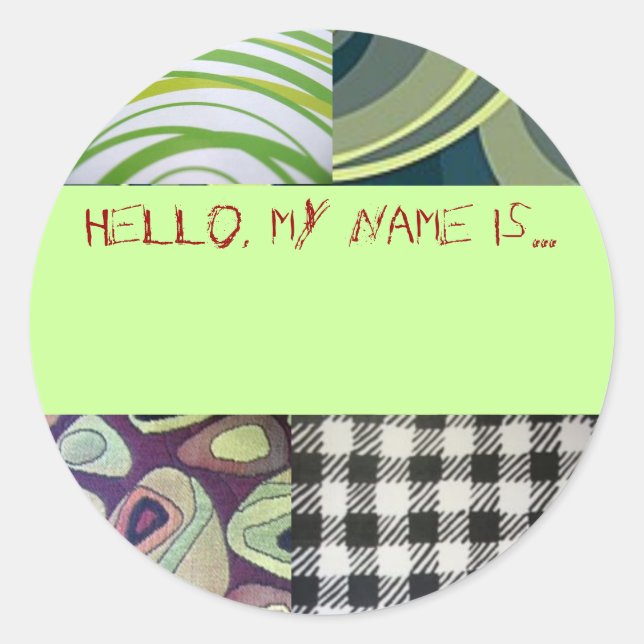 Sticker Rond Bouton "Bonjour, mon nom est..." (Devant)