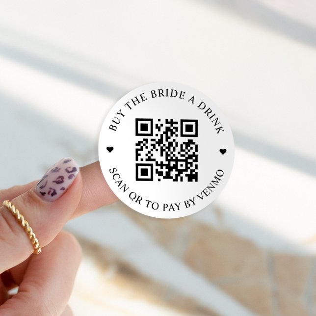 Sticker Rond Bouton code QR pour offrir un verre à la mariée (Créateur téléchargé)