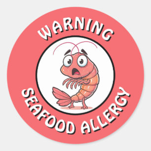 Sticker Rond Bouton d'alerte d'allergie grave aux fruits de mer