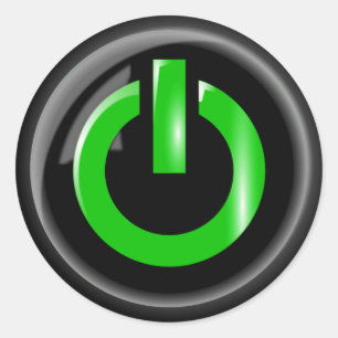 Sticker Rond Bouton d'alimentation noir " Vert sur "