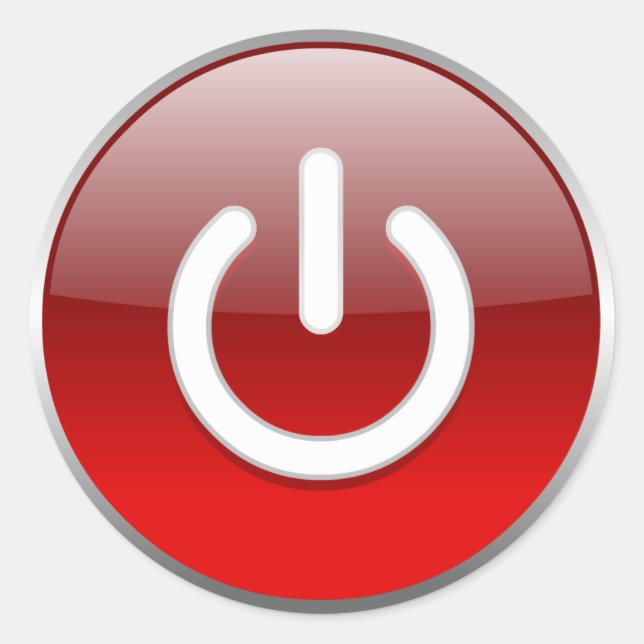 Sticker Rond Bouton d'alimentation rouge (Devant)