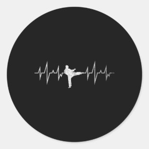 Sticker Rond Bouton de coeur Athlète Sparring Martial Arts Blac