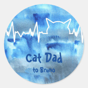 Sticker Rond Bouton de coeur de chat pour les mamans de chat, D