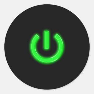 Sticker Rond Bouton fleurissant vert au néon de puissance