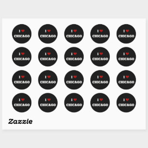 Sticker Rond Bouton I Love Chicago