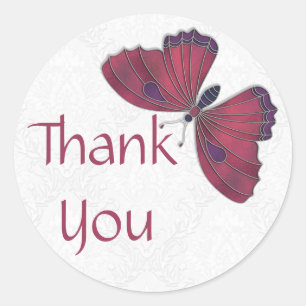 Sticker Rond Bouton Merci Brocade rouge
