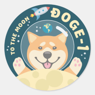 Sticker Rond Bouton Patch Mission Doge 1 Moon