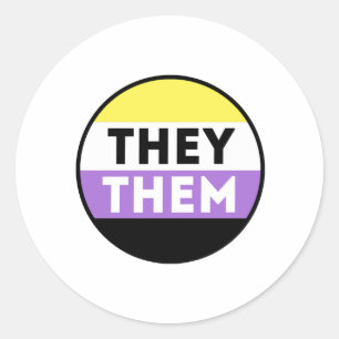 Sticker Rond Bouton Pronoms Non Binaires - Ils Eux