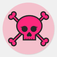 Bouton rond Fille Pink Punk Crossbones