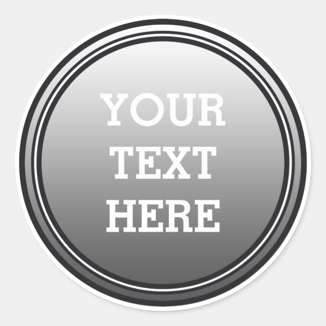 Sticker Rond BOUTON ROND gris & noir + votre texte (Devant)