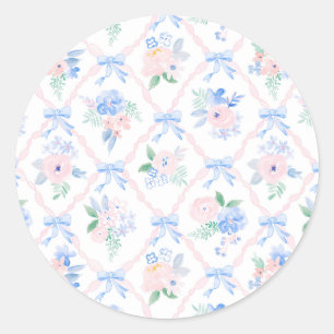 Sticker Rond Boutons à ruban d'aquarelle fleurie