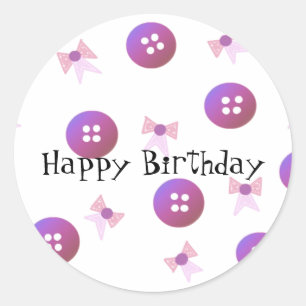 Sticker Rond Boutons et Rubans d'Anniversaire
