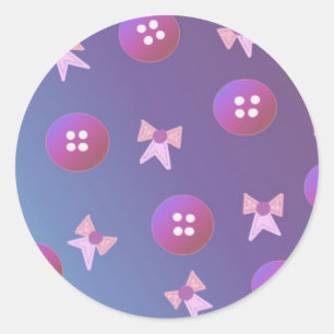 Sticker Rond Boutons et vaches violets et roses