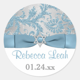 Sticker Rond Bow IMPRIMÉ - Wonderland Damask Bat mitzvah